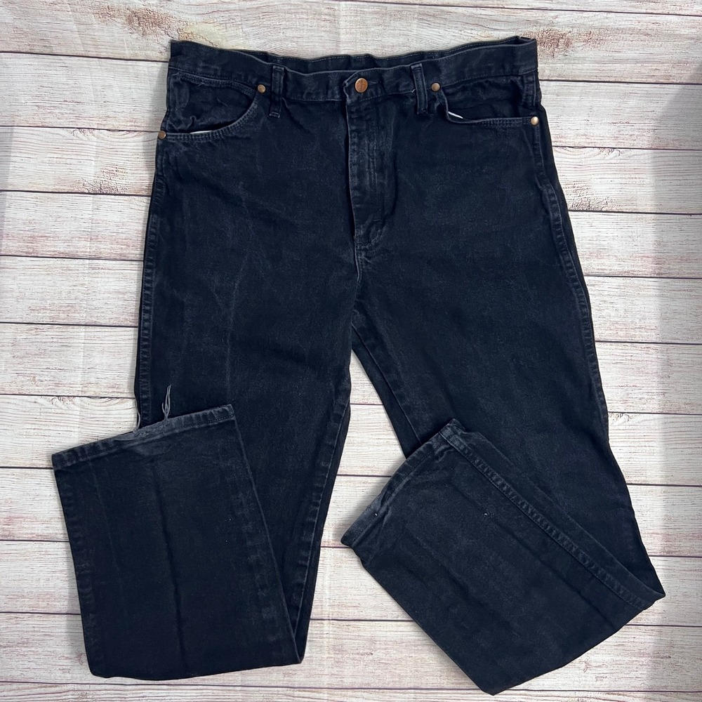 Wrangler Cowboy Cut Jeans Mens 36x32 Black 936WBK Straight Leg Denim